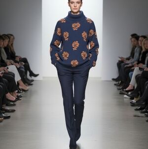 St. John's Bay Blue Sweater with Brown Accents